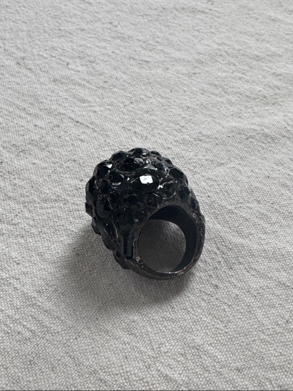 Marc Jacobs Chunky Black Crystal Cluster Cocktail Ring